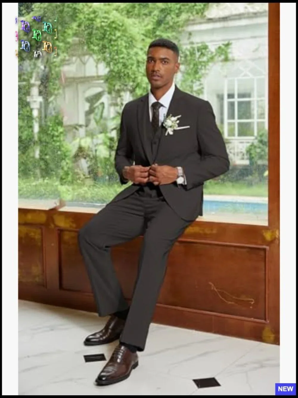Lightweight Linen Suit Set Regular Fit Blazer Vest Pants Wedding Business